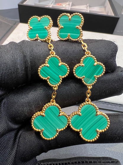 [LUXORA]CLOVER MALACHITE 3 MOTIFS GOLD