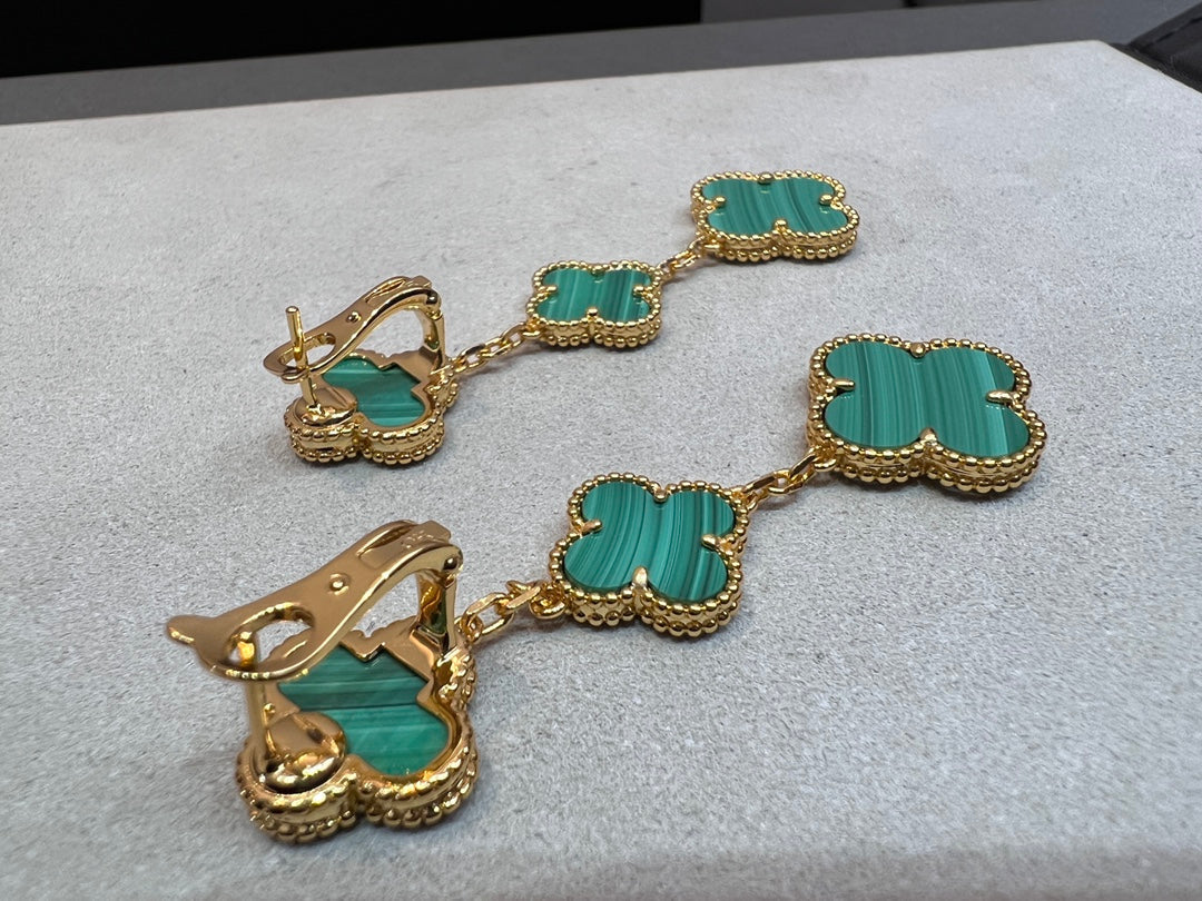 [LUXORA]CLOVER MALACHITE 3 MOTIFS GOLD