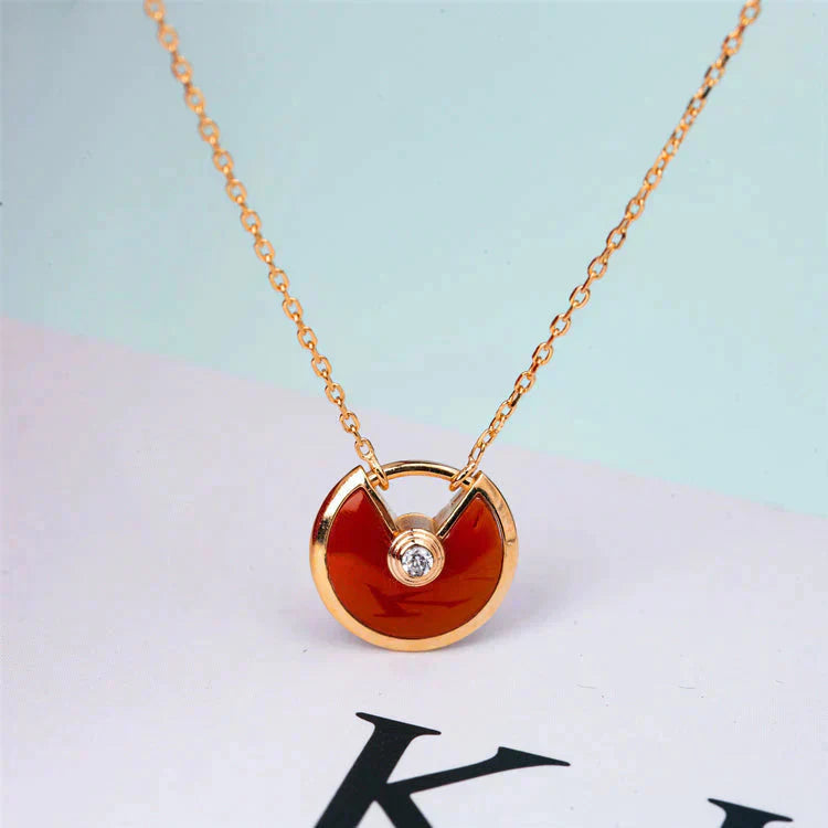 [LUXORA]AMULETTE GOLD CARNELIAN ONYX NECKLACE