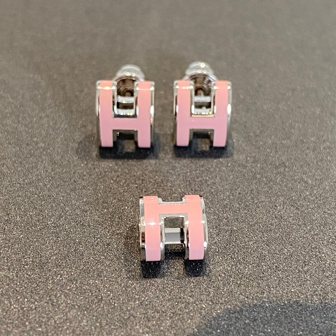 [LUXORA]MINI POP H SILVER EARRINGS PINK