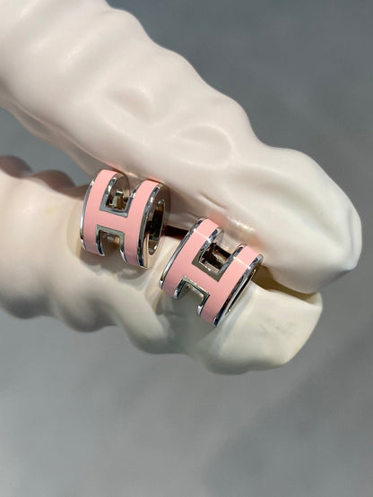 [LUXORA]MINI POP H SILVER EARRINGS PINK