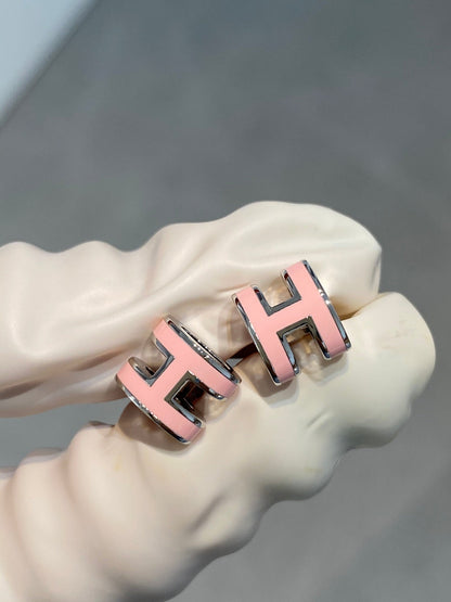 [LUXORA]MINI POP H SILVER EARRINGS PINK