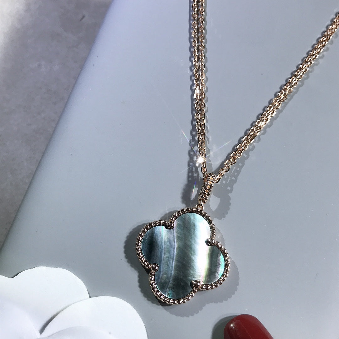 [LUXORA]CLOVER 25MM GOLD DARK MOP BIG CLOVER NECKLACE
