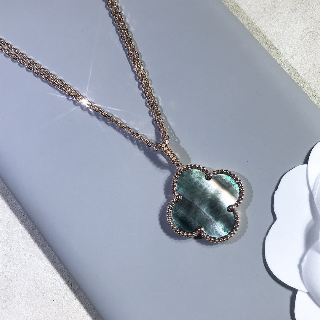 [LUXORA]CLOVER 25MM GOLD DARK MOP BIG CLOVER NECKLACE