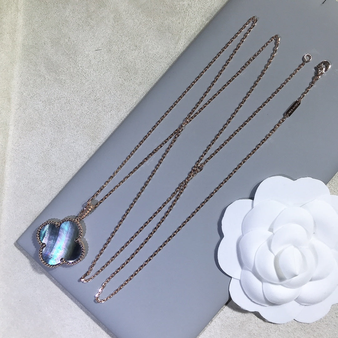 [LUXORA]CLOVER 25MM GOLD DARK MOP BIG CLOVER NECKLACE