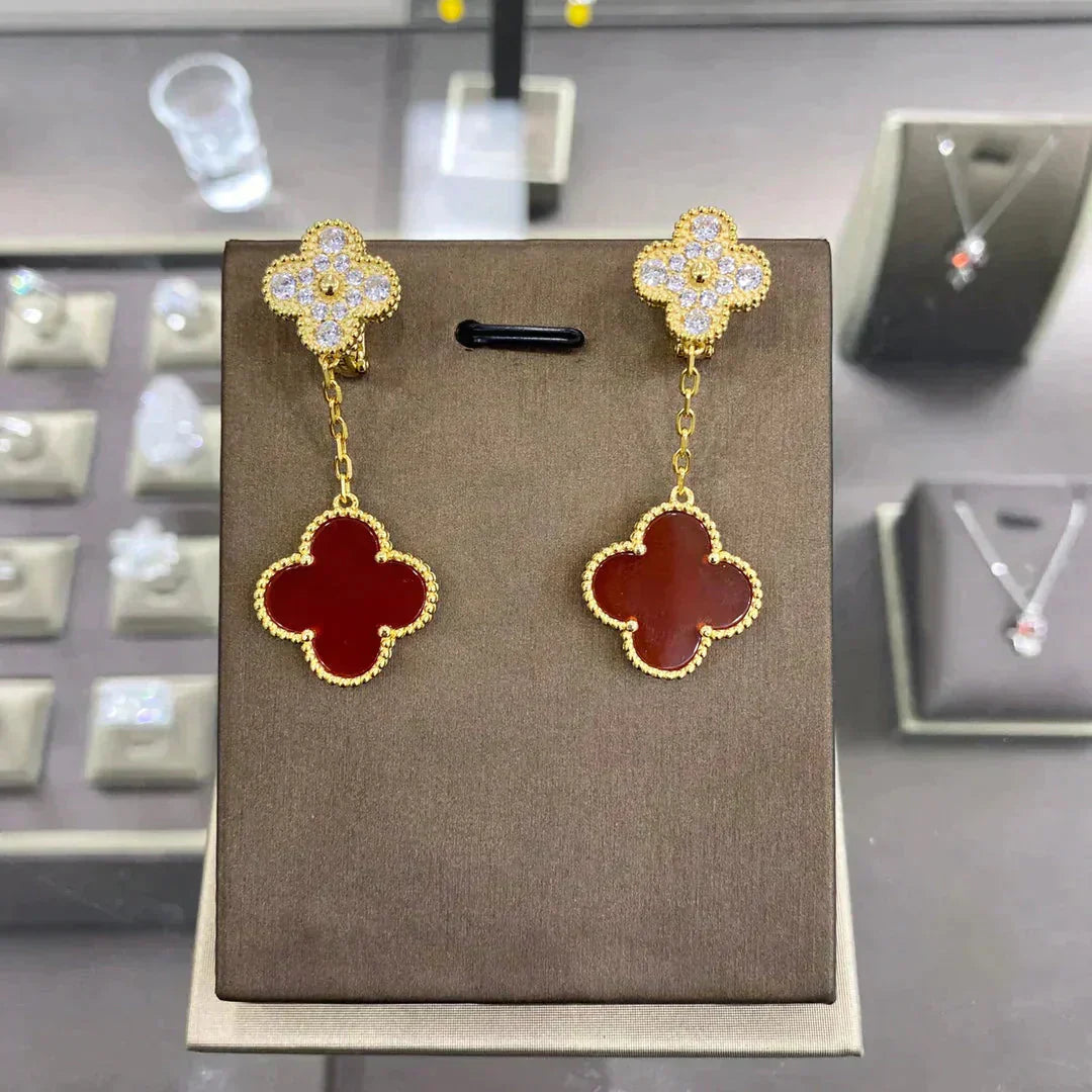 [LUXORA]CLOVER  2 MOTIFS  DIAMOND  EARRINGS (MULTIPLE CHOICESç´