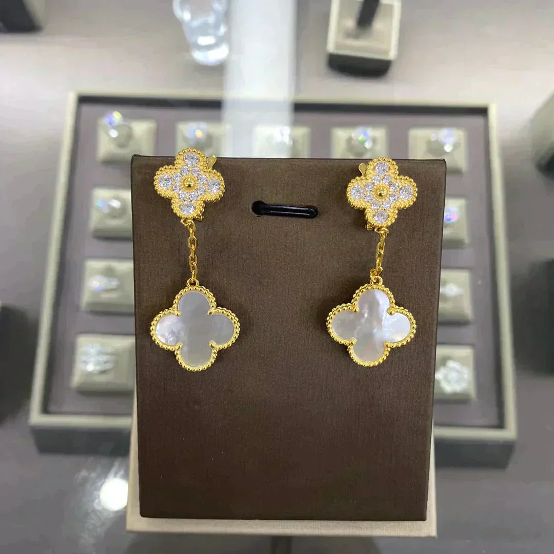 [LUXORA]CLOVER  2 MOTIFS  DIAMOND  EARRINGS (MULTIPLE CHOICESç´