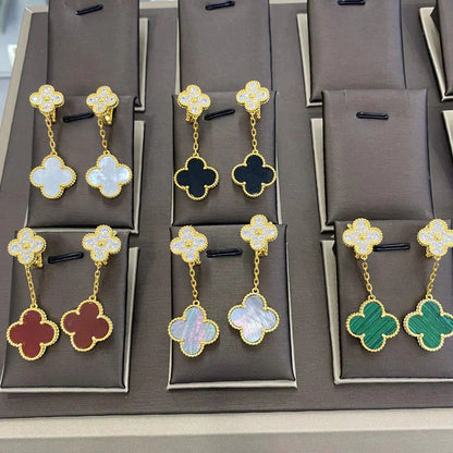 [LUXORA]CLOVER  2 MOTIFS  DIAMOND  EARRINGS (MULTIPLE CHOICESç´