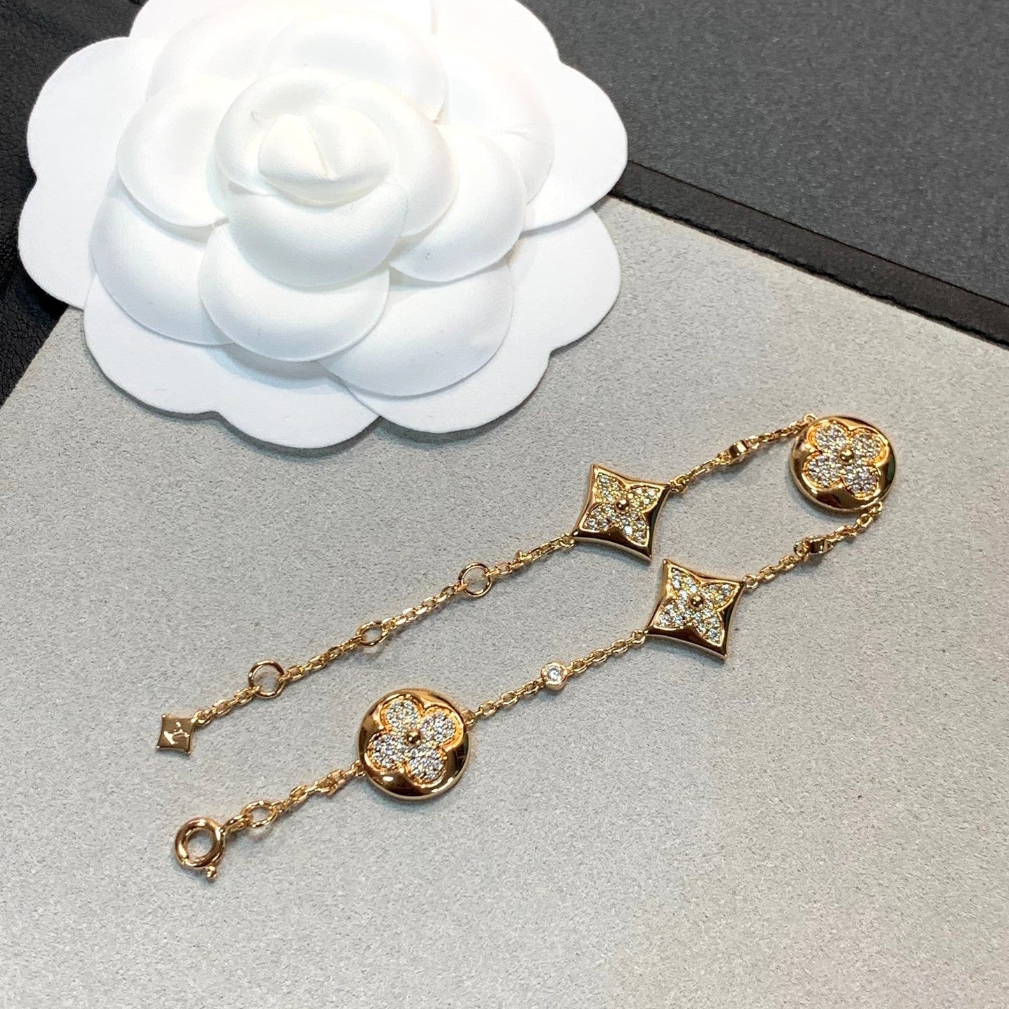 [LUXORA]STAR AND SUN 4 MOTIFS GOLD DIAMONDS BRACELET