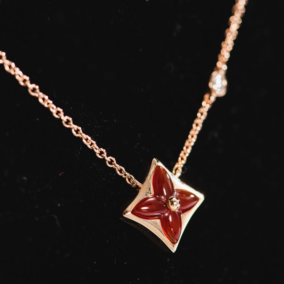 [LUXORA]STAR NECKLACE PINK GOLD 1 DIAMOND