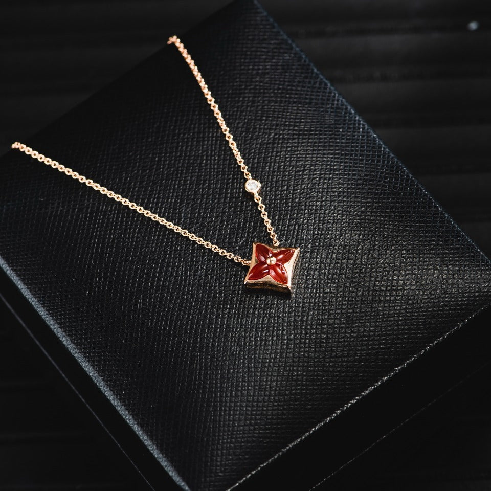 [LUXORA]STAR NECKLACE PINK GOLD 1 DIAMOND