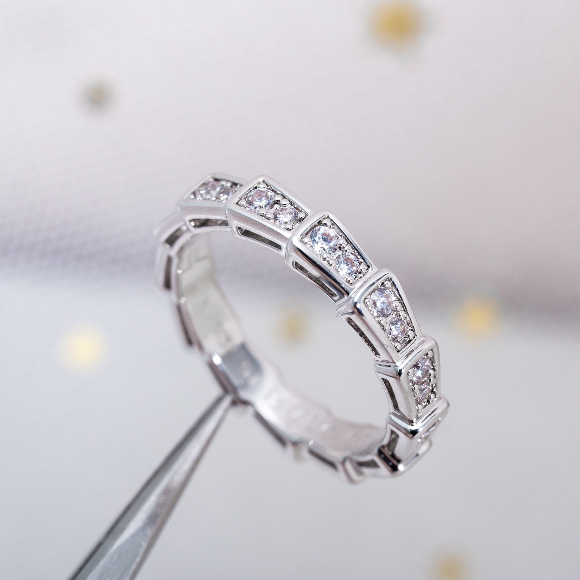 [LUXORA]SERPENTI RING SILVER DIAMOND PAVED 3MM