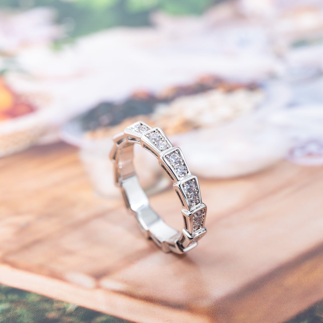[LUXORA]SERPENTI RING SILVER DIAMOND PAVED 3MM