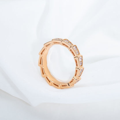 [LUXORA]SERPENTI RING PINK GOLD DIAMOND PAVED 3MM