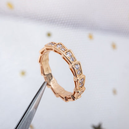 [LUXORA]SERPENTI RING PINK GOLD DIAMOND PAVED 3MM