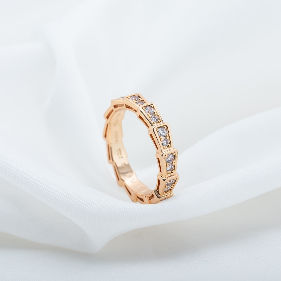 [LUXORA]SERPENTI RING PINK GOLD DIAMOND PAVED 3MM