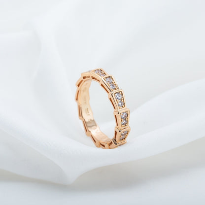 [LUXORA]SERPENTI RING PINK GOLD DIAMOND PAVED 3MM