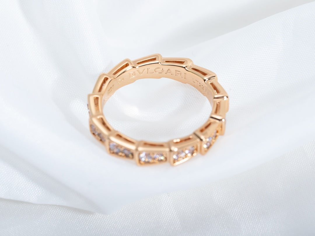 [LUXORA]SERPENTI RING PINK GOLD DIAMOND PAVED 3MM