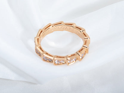 [LUXORA]SERPENTI RING PINK GOLD DIAMOND PAVED 3MM