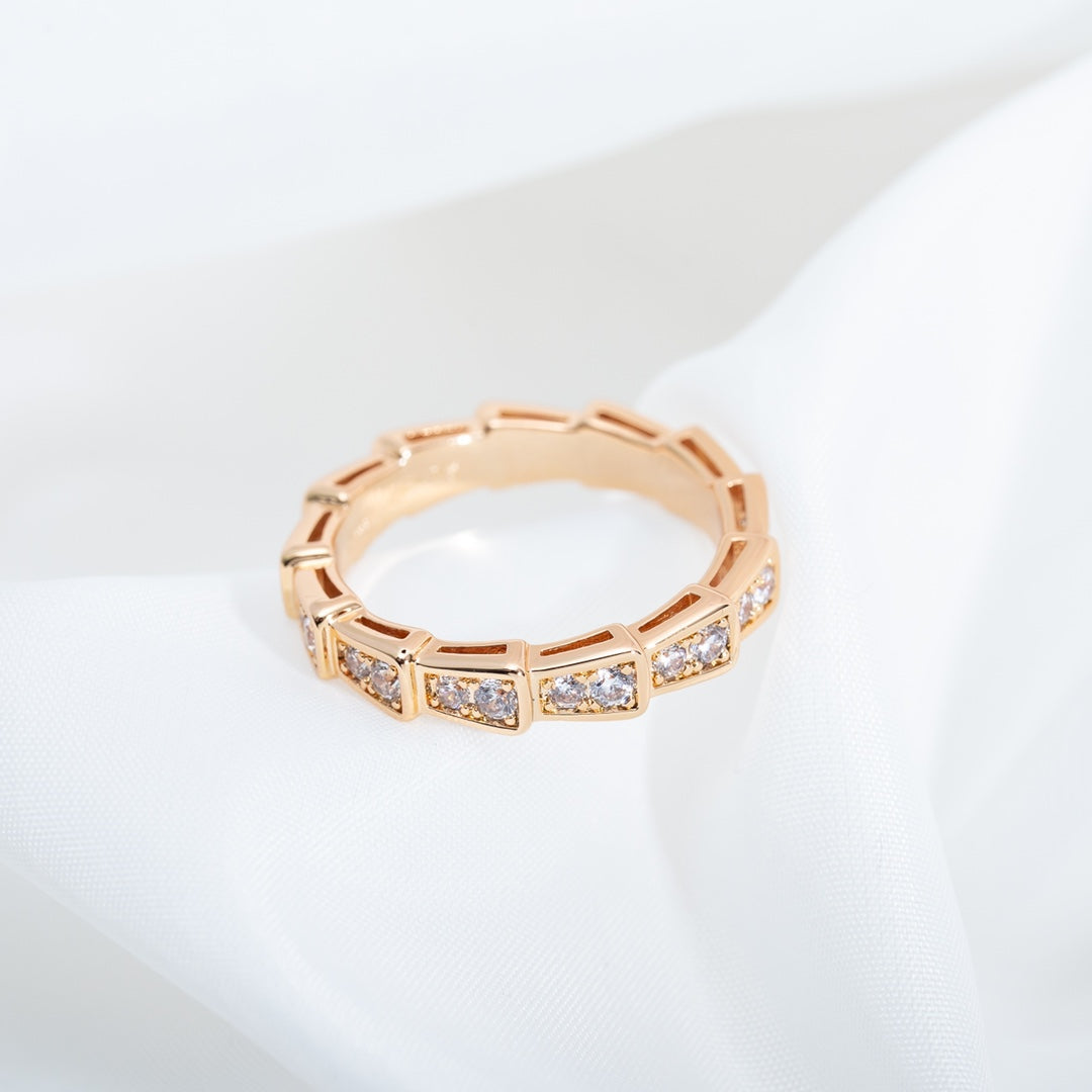 [LUXORA]SERPENTI RING PINK GOLD DIAMOND PAVED 3MM