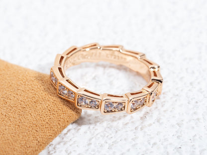 [LUXORA]SERPENTI RING PINK GOLD DIAMOND PAVED 3MM