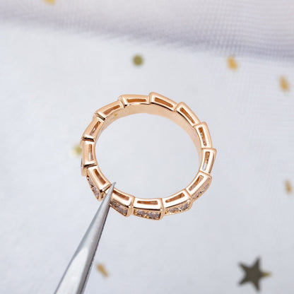 [LUXORA]SERPENTI RING PINK GOLD DIAMOND PAVED 3MM