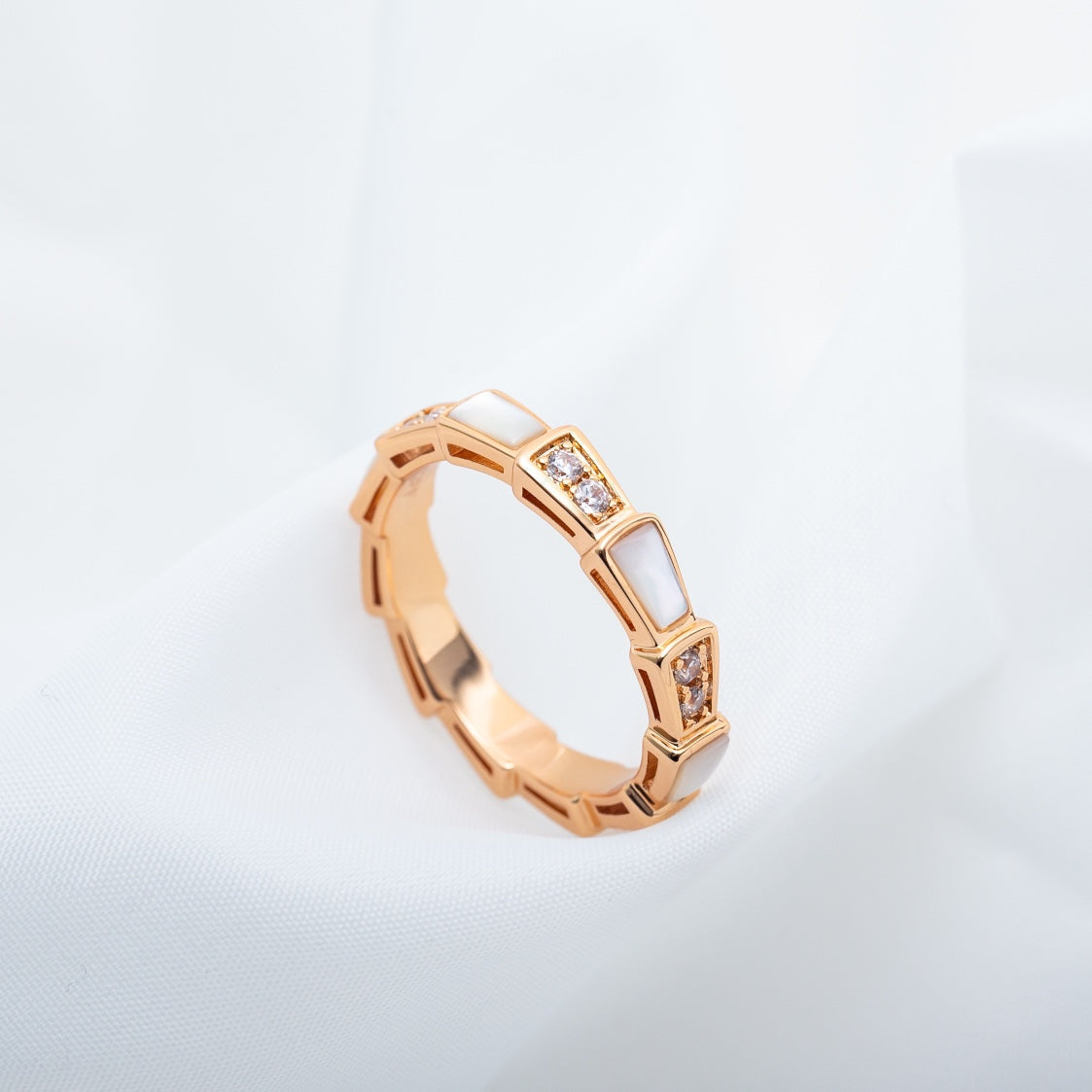 [LUXORA]SERPENTI RING PINK GOLD DIAMOND MOP 3MM