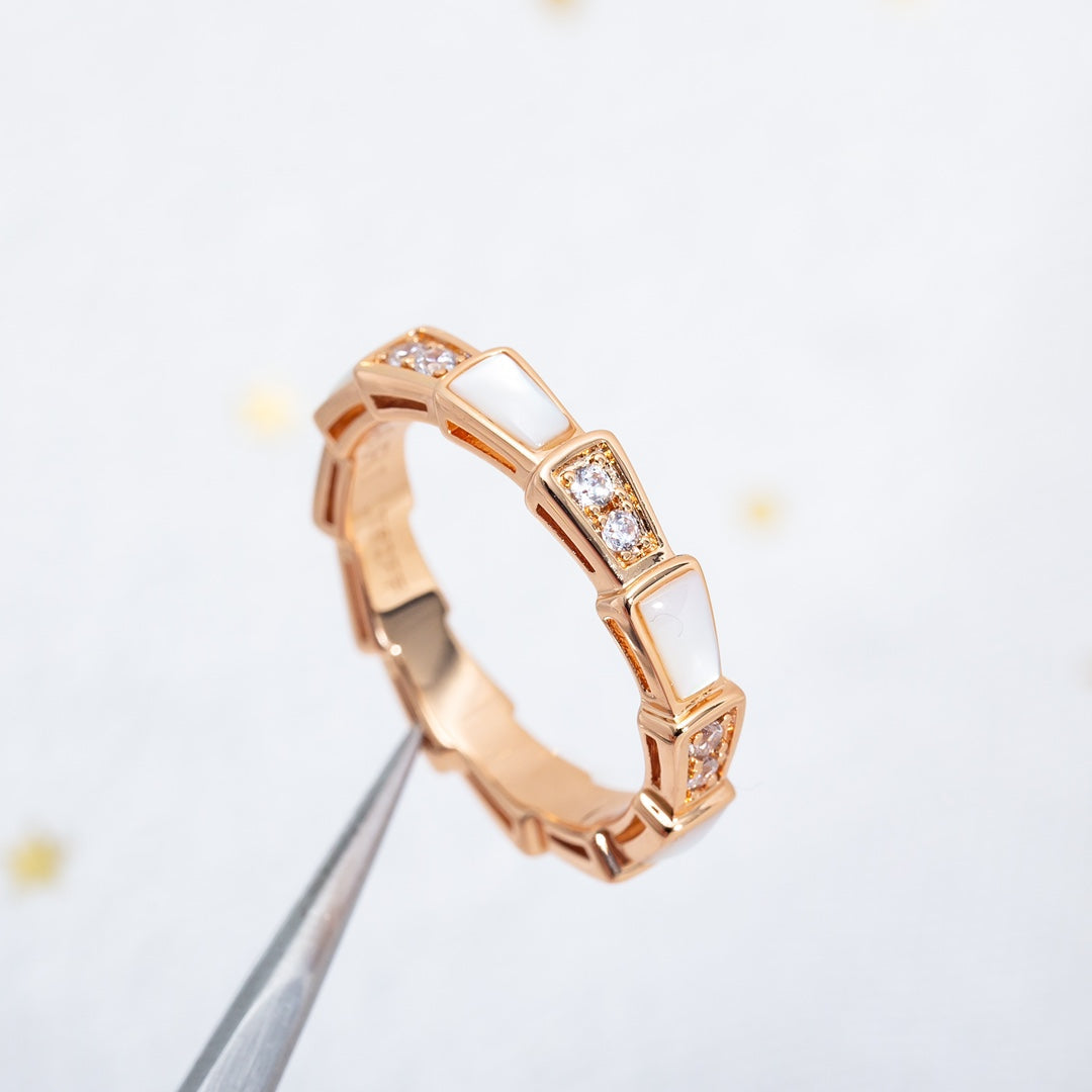 [LUXORA]SERPENTI RING PINK GOLD DIAMOND MOP 3MM