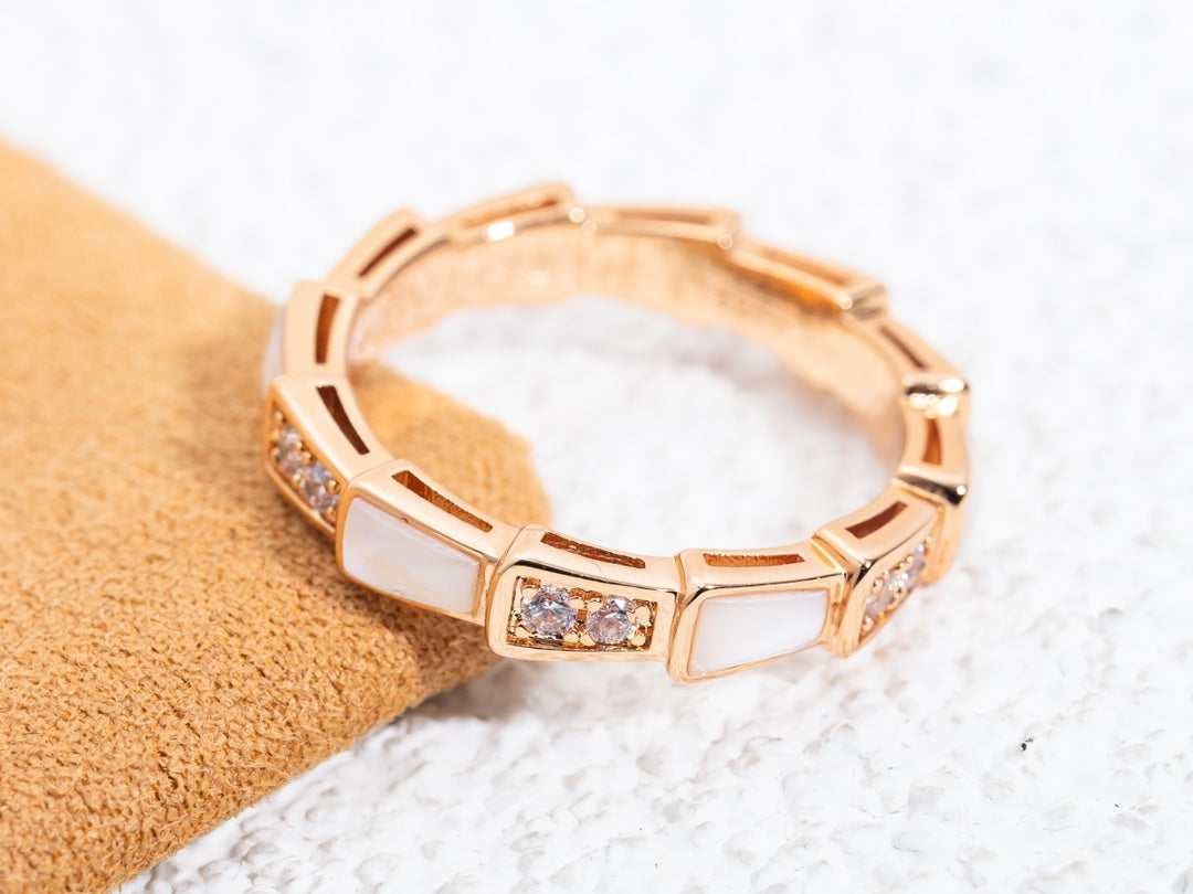 [LUXORA]SERPENTI RING PINK GOLD DIAMOND MOP 3MM