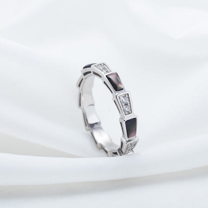 [LUXORA]SERPENTI RING SILVER  DIAMOND BLACK MOP 3MM