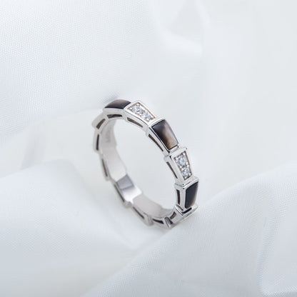 [LUXORA]SERPENTI RING SILVER  DIAMOND BLACK MOP 3MM