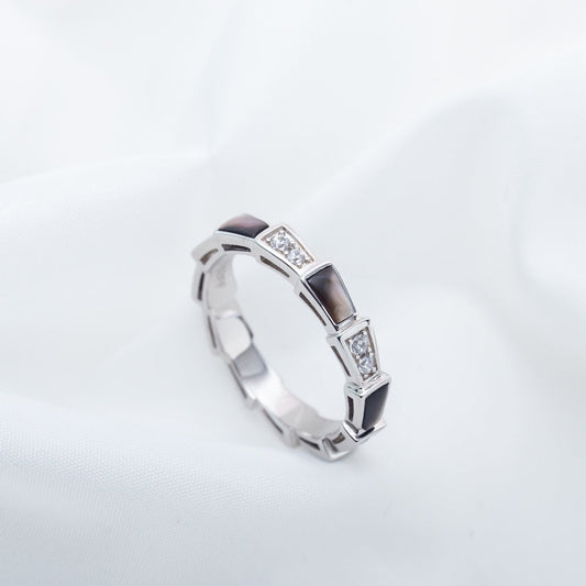 [LUXORA]SERPENTI RING SILVER  DIAMOND BLACK MOP 3MM