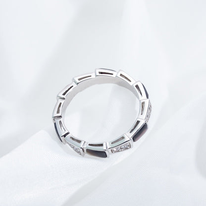 [LUXORA]SERPENTI RING SILVER  DIAMOND BLACK MOP 3MM