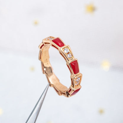 [LUXORA]SERPENTI RING PINK GOLD CARNELIAN DIAMOND 3MM