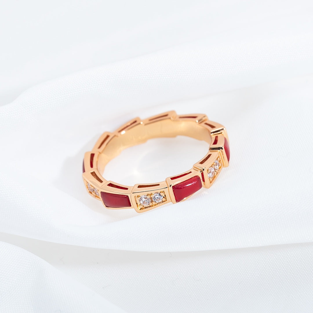[LUXORA]SERPENTI RING PINK GOLD CARNELIAN DIAMOND 3MM