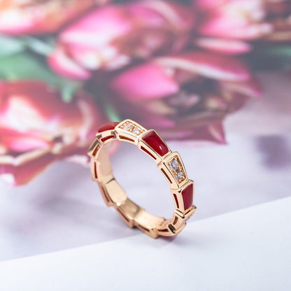 [LUXORA]SERPENTI RING PINK GOLD CARNELIAN DIAMOND 3MM