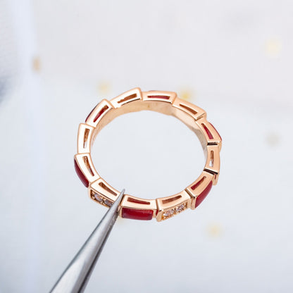 [LUXORA]SERPENTI RING PINK GOLD CARNELIAN DIAMOND 3MM