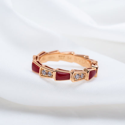 [LUXORA]SERPENTI RING PINK GOLD CARNELIAN DIAMOND 3MM
