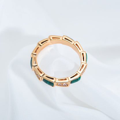 [LUXORA]SERPENTI RING PINK GOLD MALACHITE DIAMOND 3MM