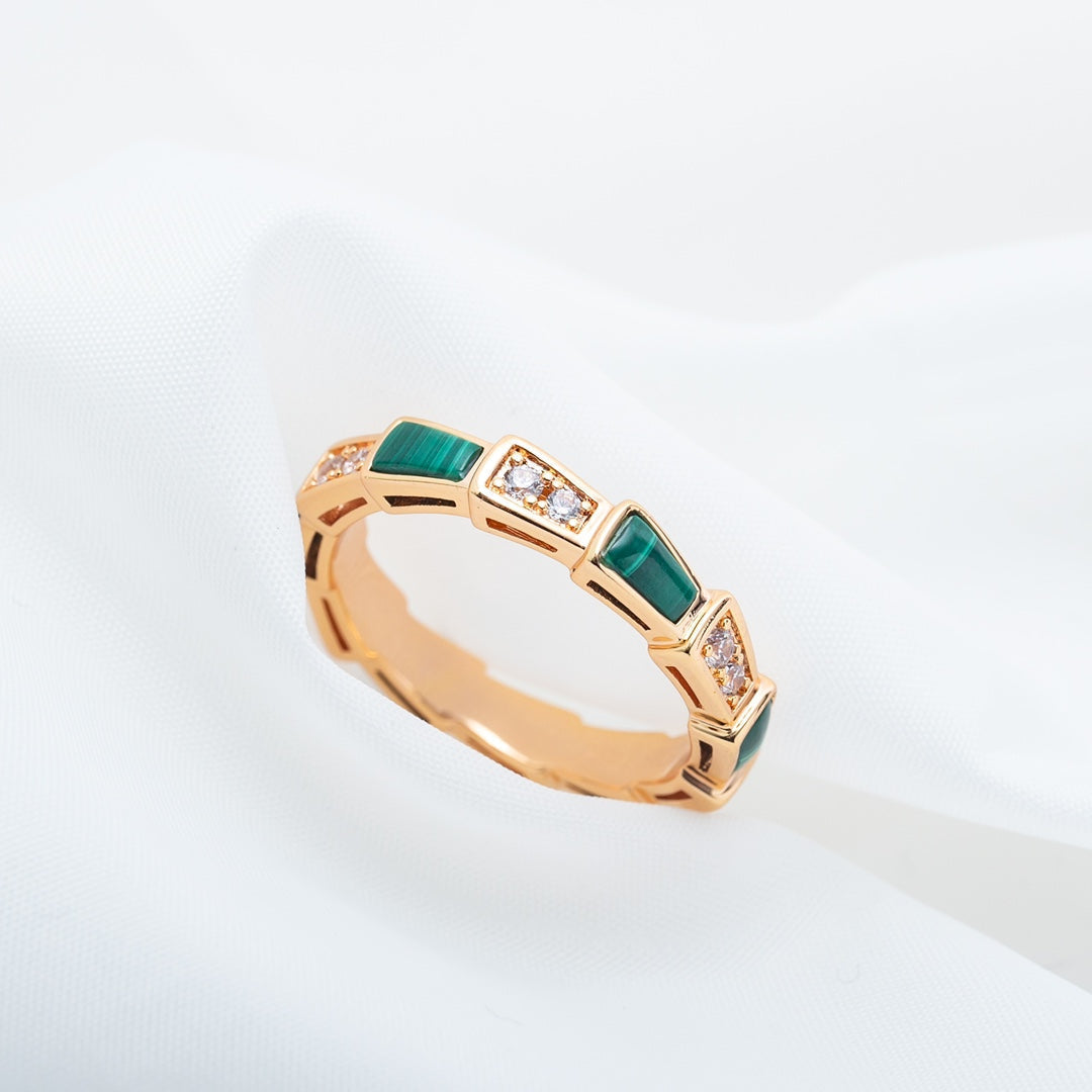 [LUXORA]SERPENTI RING PINK GOLD MALACHITE DIAMOND 3MM