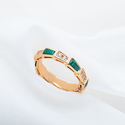 [LUXORA]SERPENTI RING PINK GOLD MALACHITE DIAMOND 3MM
