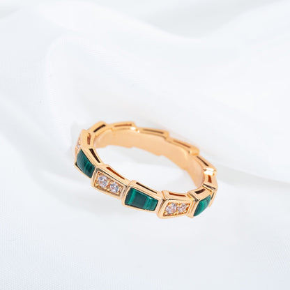 [LUXORA]SERPENTI RING PINK GOLD MALACHITE DIAMOND 3MM
