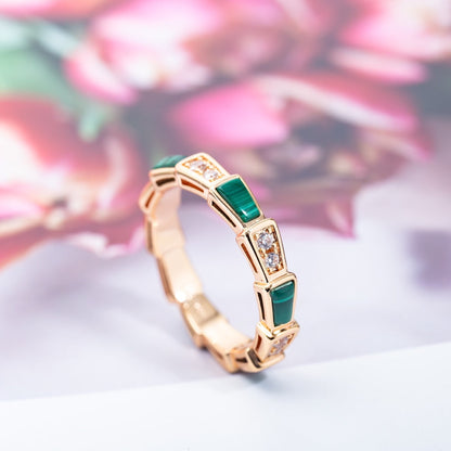 [LUXORA]SERPENTI RING PINK GOLD MALACHITE DIAMOND 3MM