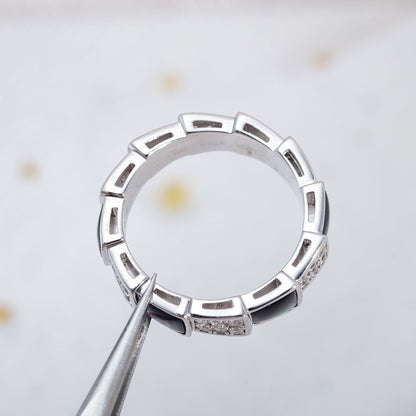 [LUXORA]SERPENTI RING SILVER DIAMOND BLACK MOP 4MM