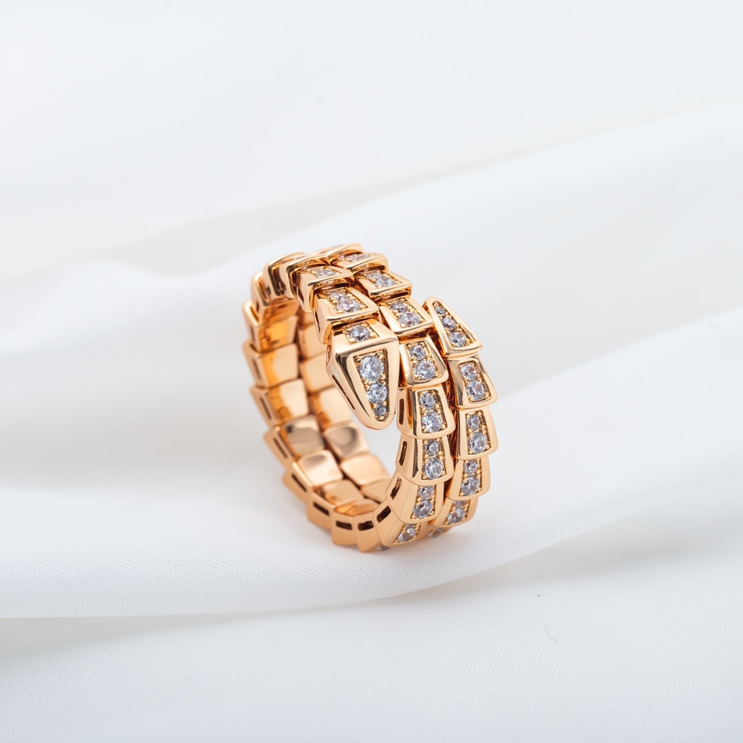[LUXORA]SERPENTI RING PINK GOLD DIAMOND DOUBLE ROW