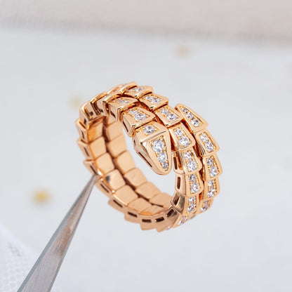 [LUXORA]SERPENTI RING PINK GOLD DIAMOND DOUBLE ROW