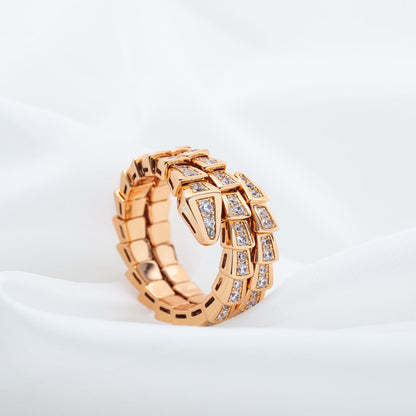 [LUXORA]SERPENTI RING PINK GOLD DIAMOND DOUBLE ROW