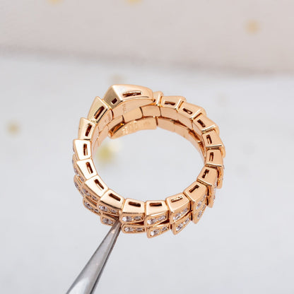 [LUXORA]SERPENTI RING PINK GOLD DIAMOND DOUBLE ROW