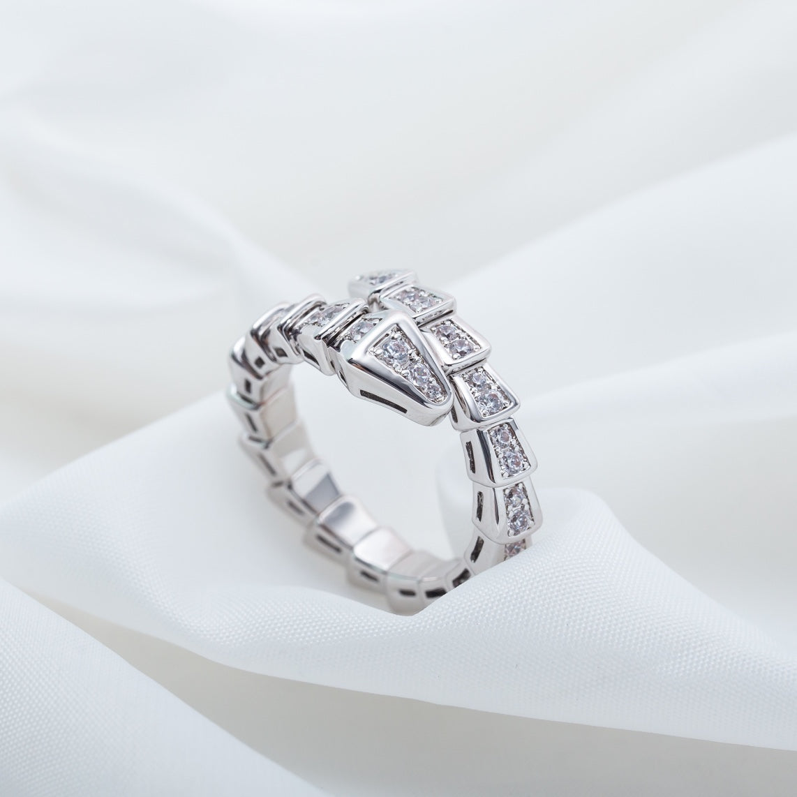 [LUXORA]SERPENTI RING SILVER DIAMOND PAVED 4MM