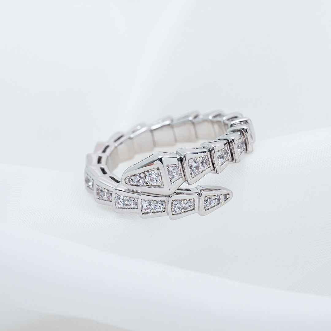 [LUXORA]SERPENTI RING SILVER DIAMOND PAVED 4MM